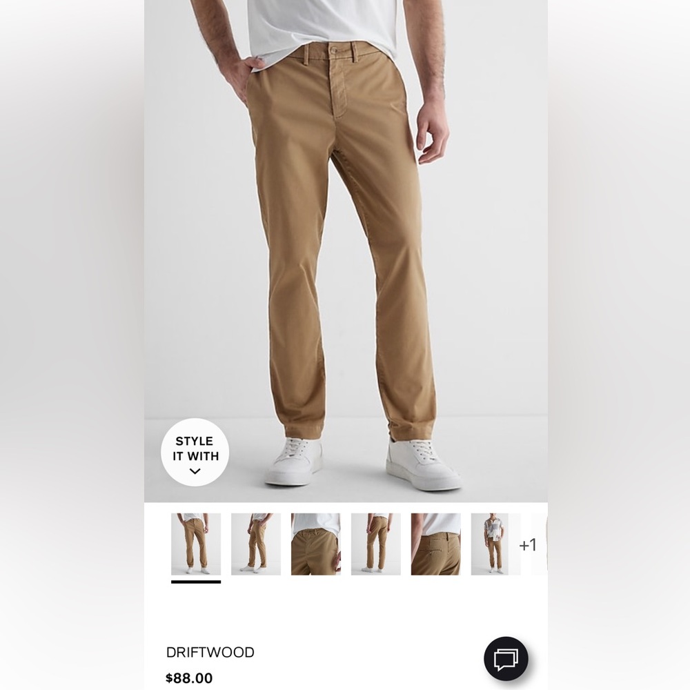 NWT - Express Slim Hyper Stretch Chino - Driftwood